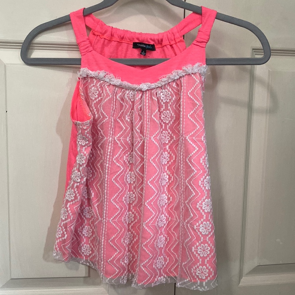 Pink lace tank top